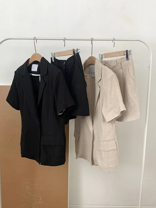 Mozuleva New Summer Women 2 Piece Sets Matching Wide Leg Short Pants Casual Cotton and Linen Pocket Lady Biker Shorts Suit 2020