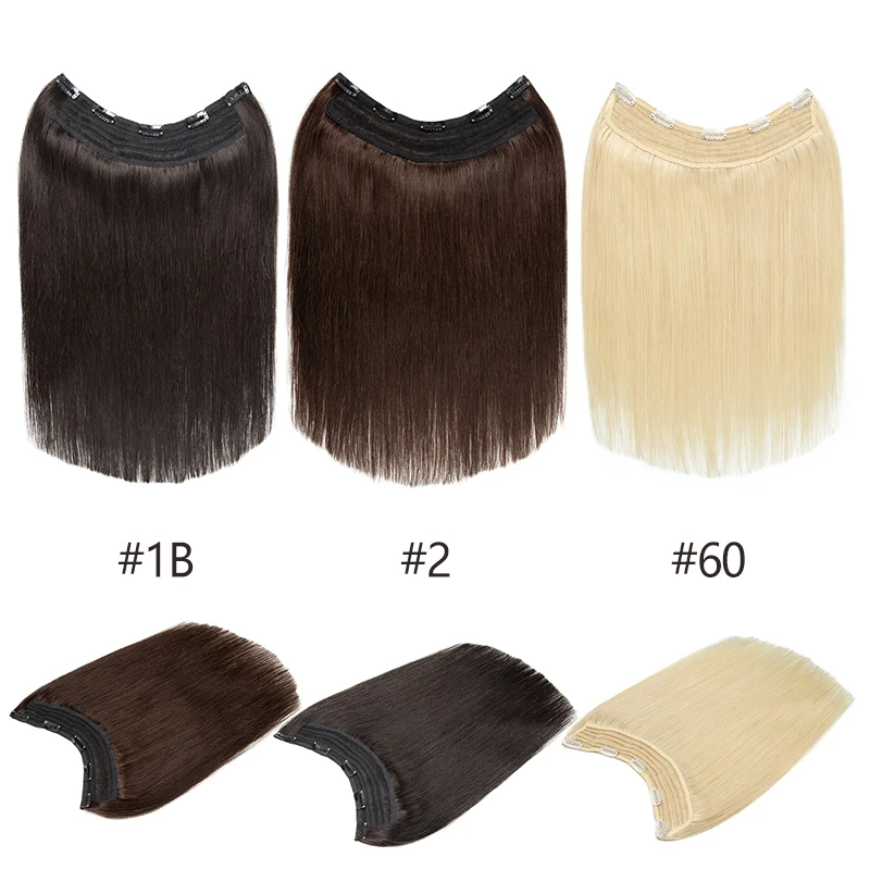 MRSHAIR U Type Clip in Extension Natural Hair Extensions Thick Volume Full Head Machine Remy 100% Human Hair #2 #1B #60 160G