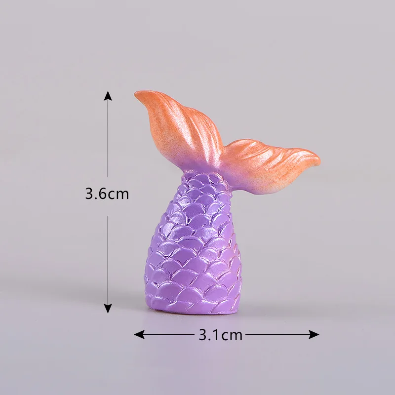 Fish tail purple BAIUFOR миниатюрный, Русалка Дельфин, парусник Маяк кокосовое дерево, морской пейзаж Декор, украшения для террариума фигурки - Цвет: Fish tail purple