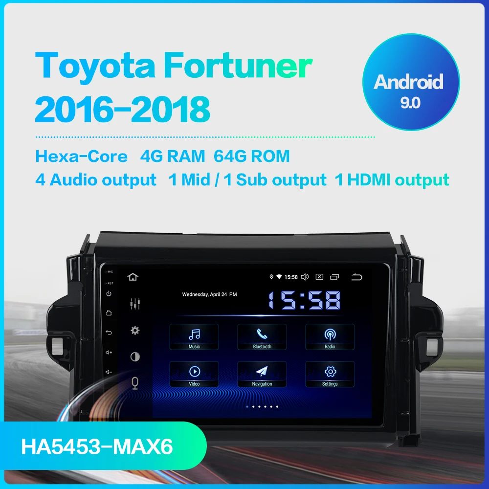 Android 9,0 автомобильный радиоприемник для Toyota Fortuner Автомобильный мультимедийный 10," ips 1024*600 Bluetooth gps DSP