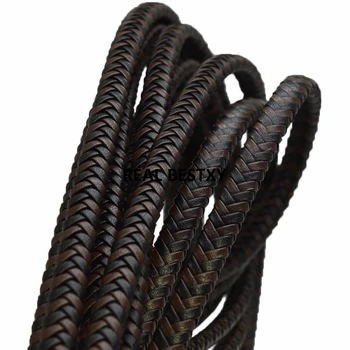 

5m/lot approx:5*4mm brown black Braided Flat Cord Leather Rope String Cord Rope String Fit Jewelry Findings DIY leather strands