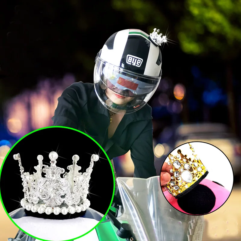 DIY Motorcycle Helmet Crown Rhinestone Motocross Full Face Off Road Helmet Decoration Accessories Stickers Cosplay Car Styling