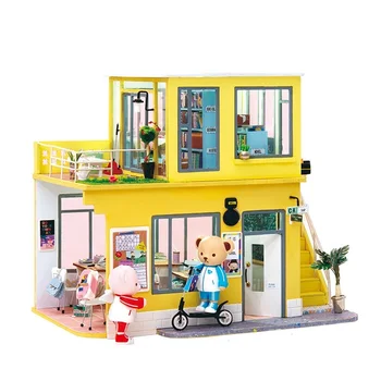 

New DIY Wooden Dollhouse Classroom Photo Studio Architecture Doll Houses Miniature Forest Villa Toys for Children Friend Gift