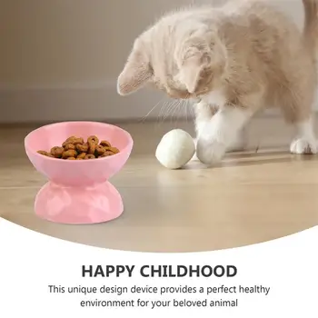 

Ceramic Elevated Neck Protection Cat Bowls Small Dogs Tilted Pet Feeder Bowl