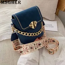 MSGHER матовое ведро с нитью женская сумка с металлической цепочкой браслет с вышивкой в богемном стиле женская сумка на плечо WB2822