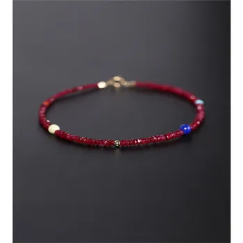 

DMBS077 Ruby Bracelet Women's Day Genuine Ran Yellow 18K Gold Beeswax Spinel Quartz Bracelet