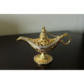 

TRADITIONAL SWAROVSKI COATED ALADDIN GENIE LAMP ALADDIN'S MAGIC LAMP GOLD COLOR