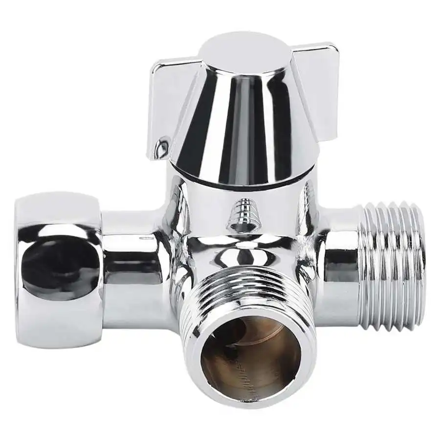 G1/2" 3-way Water Diverter T-shaped Adapter Adjustable Water Diverter Valve Toilet Bidet Shower Separator Faucet Splitter