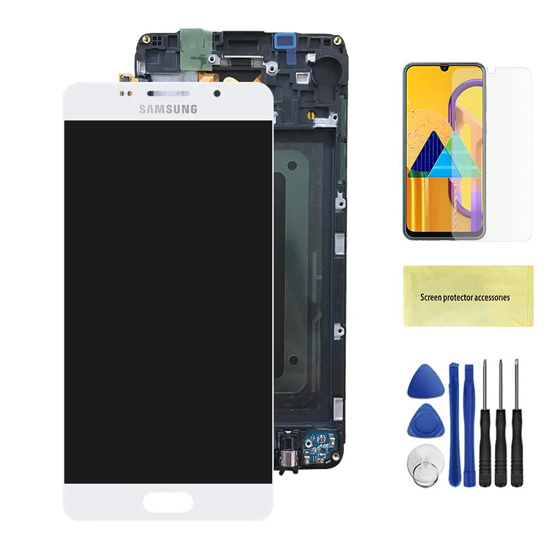 A510F ЖК-дисплей для Samsung Galaxy A5 A510 A510FD A510M A510Y ЖК-дисплей Дисплей кодирующий преобразователь сенсорного экрана в сборе для регулировки яркости