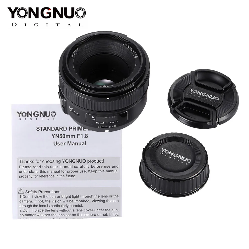Объектив YONGNUO YN 50 мм F1.8 для камеры Nikon F Canon EOS объектив с автофокусом и большой