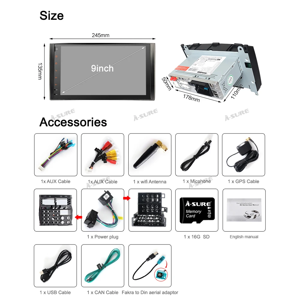 Discount A-Sure 1 DIN Octa Core 4GB Android 9.0 Car Radio GPS DVD Player Navigation For Mercedes-Benz A/B Sprinter Vito Viano VW Crafte 5