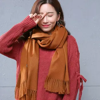 

Womens Scarf Solid Autumn Winter Hijab Pashmina Long Shawl Wraps Bandana Tassels M6CD