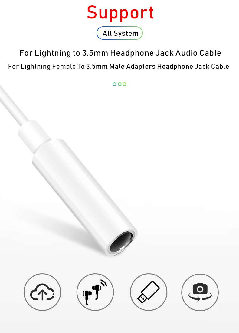 Для iOS 12 11 адаптер для наушников для iPhone 7 8 6 XS AUX адаптер для Lightning Female To 3,5 мм папа Адаптеры кабель для подключения наушников