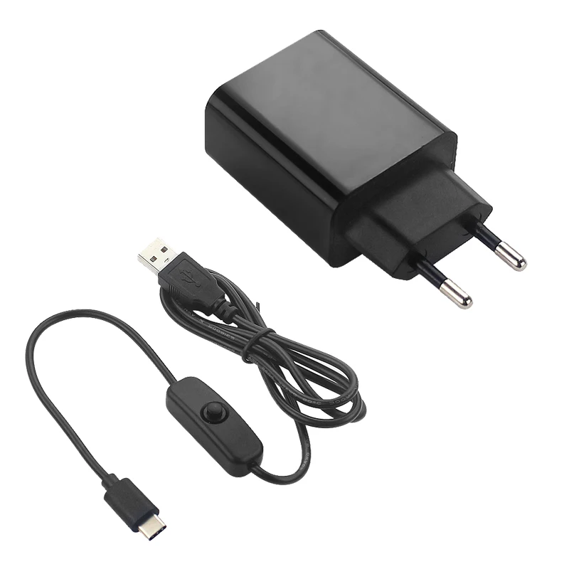 Raspberry Pi 4 B адаптер питания 5 В 3A источник штепсельная вилка EU US 1 м переключатель USB