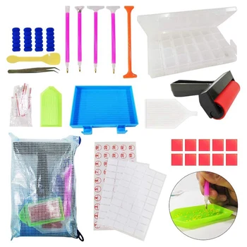 

60 Pieces Diamond Painting Tools with 28 Slots Diamond Embroidery Box 5D Diamond Painting Accessories Kits