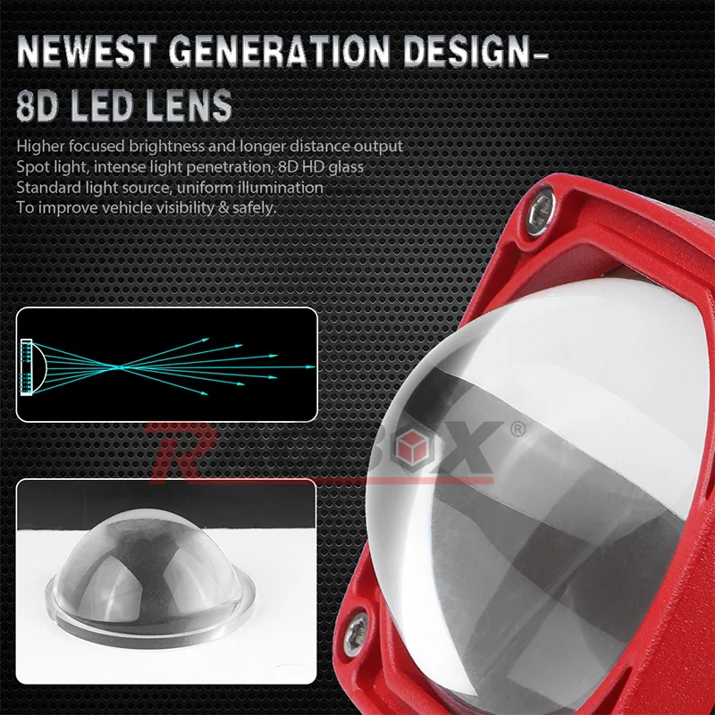 Work Light 2 Inch 8D Lens Led 6000K White 3500K Yellow Driving Light Fog Lights Spotlight For Car Truck Off Road Motorcycle 12V 24V