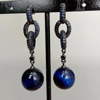 

Teardrop Blue Sea Shell Pearl Cz Pave Post Earrings