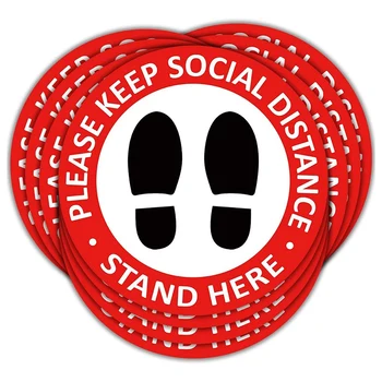 

Social Insulation Floor Decal 20.32 cm Round Outer Diameter Removable Sticker 10 Safety Floor Sign