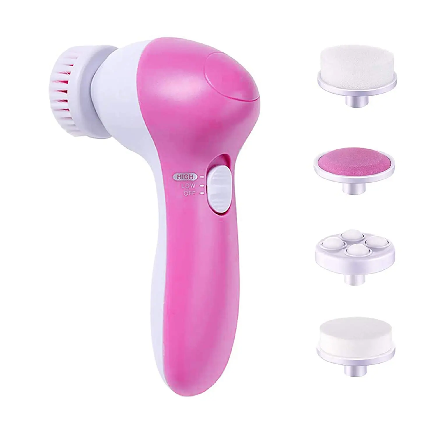 Facial Cleansing Brush Waterproof Face Spin Brush Set With 5 Brush Heads Gentle Exfoliating & Removing Blackhead Deep Cleansing silicone rub back brush bathroom non slip wash foot pad massage shower mat with sucker bath massage foot exfoliating brush pad