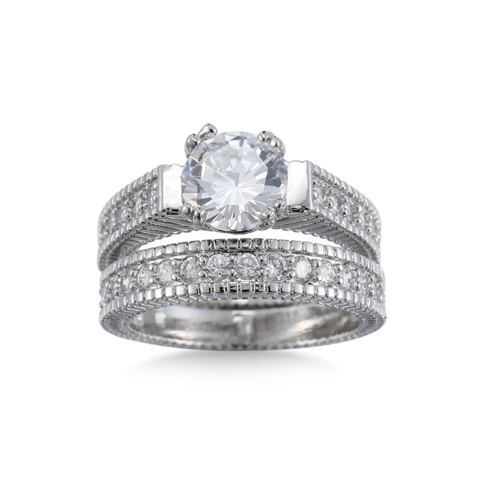 Luxury Solid 925 Sterling Silver 2 Pezzi Anello Di Fidanzamento Di Nozze Set Da Sposa Per Le Donne 1 Ct Princess Cut Jewelry Size 6789 10 11 12