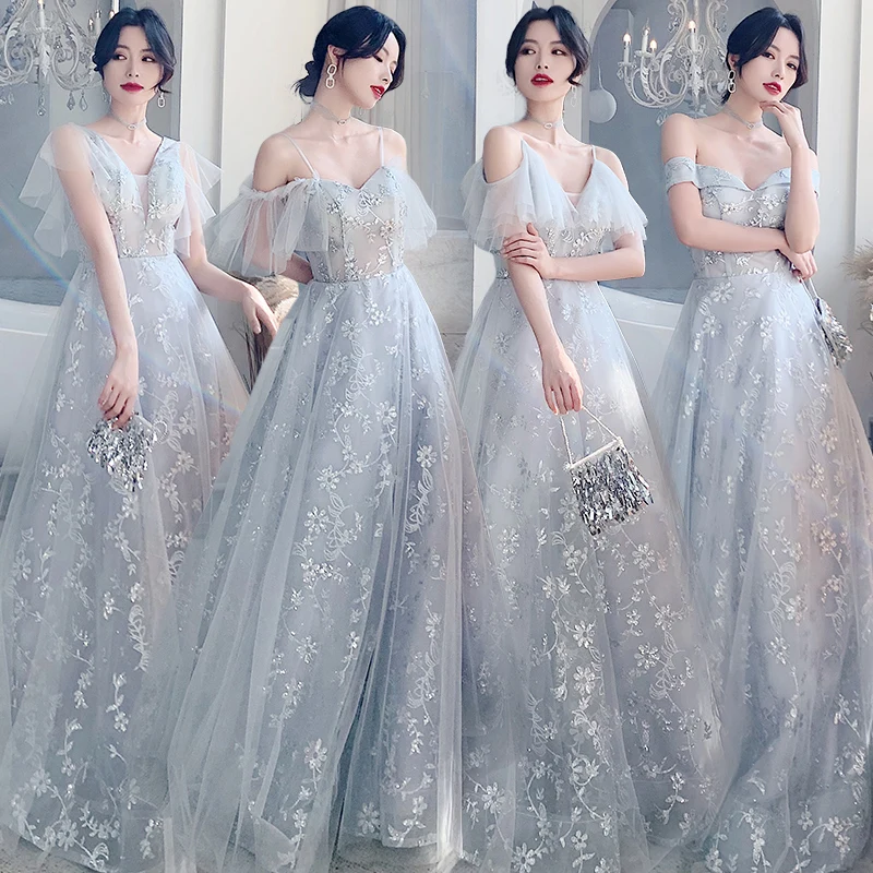 Bridesmaid Dress Spaghetti Straps V-neck Embroidery Sequined Lace Tulle V-Neck A-Line Illusion Women Wedding Party Dresses E036 Bridesmaid Dress Spaghetti Straps V-neck Embroidery Sequined Lace Tulle V-Neck A-Line Illusion Women Wedding Party Dresses E036