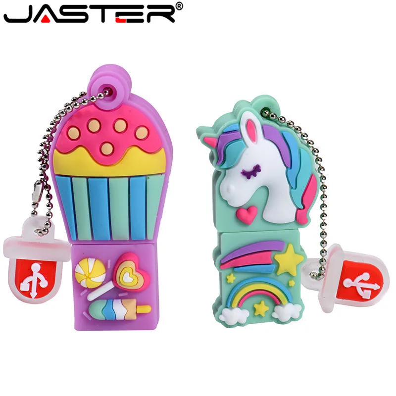 

JASTER Cartoon the new unicorn Pen Drive 64GB 32GB usb Flash Drive Pendrive 16GB 4GB Memory Stick u disk fashion gift
