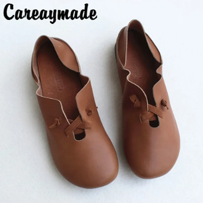 

Careaymade-New genuine leather soft sole women's flat shoes in spring and summer,pure handmade comfortable retro shoes