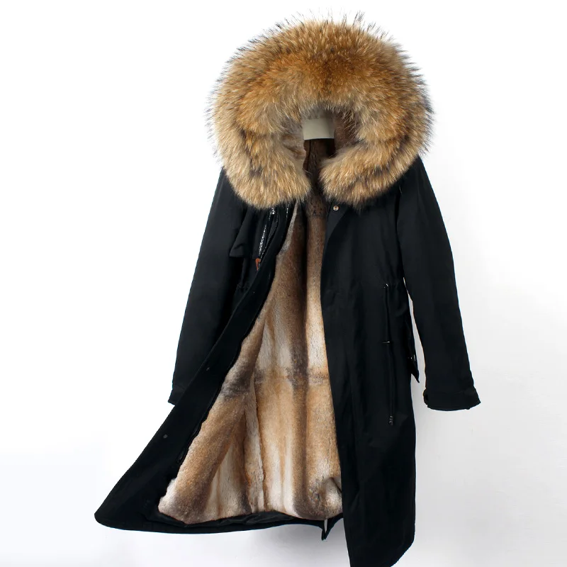 2019 Winter Jacket Women Real Fur Parka Natural Rex Rabbit Liner Coat Thick Warm Raccoon Collar Hood Outwear Plus Size | Женская одежда