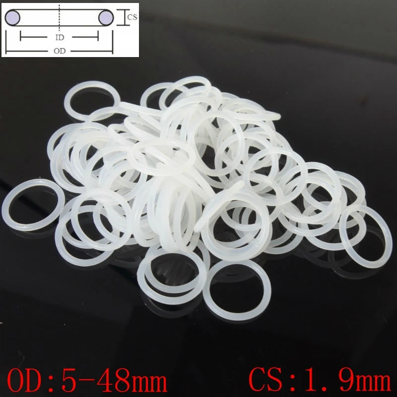 White Silicon Rubber O-Ring Seals Washer Food Grade OD 10-75mm Cross Section 3mm 