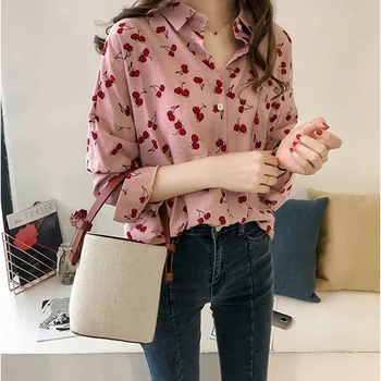 

Korean Loose Women Shirt Pink Casual Buttons Long Sleeve Women Tops Vintage Autumn Ropa Mujer Fashion Women Clothes BB60NCS