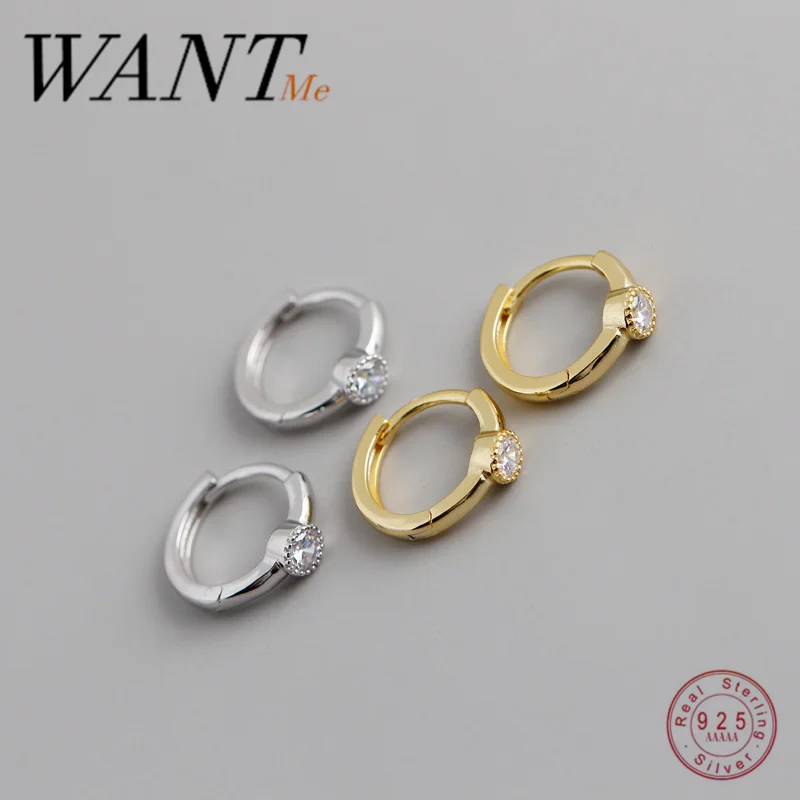 Женские круглые серьги гвоздики WANTME минималистичные из настоящего серебра 925