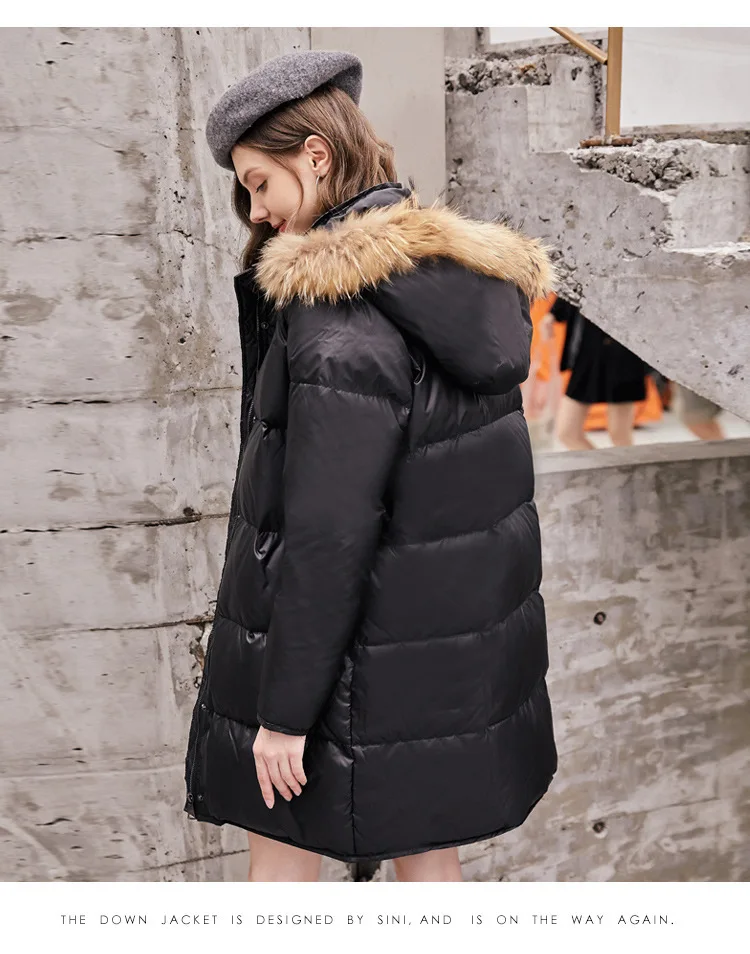 

New 2020 Duck Down Jacket Womren Winter Warm Long Hoody Parka Female Real Fox Fur Collar Casual Jackets Tops LX2432