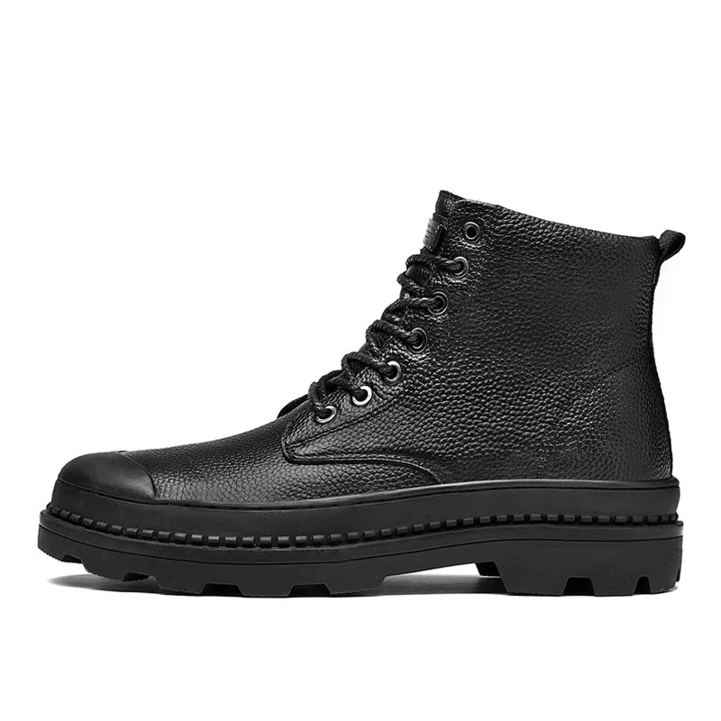 

2020 Spring New Style Boots Combat Boots Korean-style British-Style Leather Boot Men's Martin Boots Hight-top Workwear Bandage C
