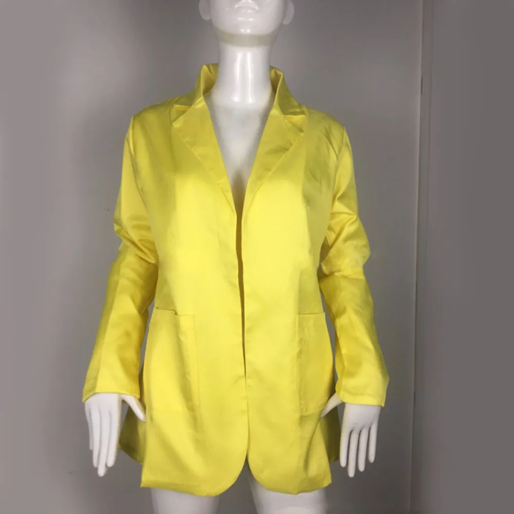 Wisalo, Женский S-5XL, тонкий, Повседневный, однотонный, Длинный блейзер с карманом, для работы, офиса, леди, весна, осень, костюм, длинный рукав, зубчатый Блейзер, пальто