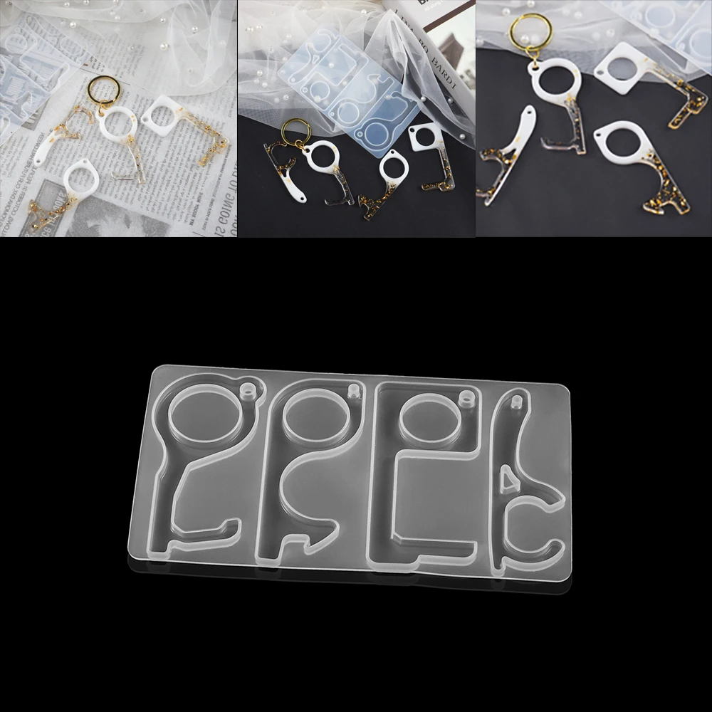

Crystal Keychain Epoxy Resin Molds Keychain Press Elevator Door Opener For DIY Resin Epoxy Casting Mold Silicone Jewelry Making