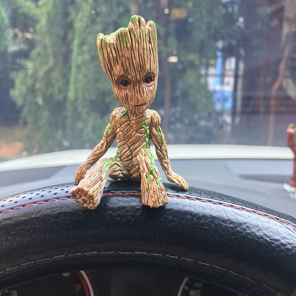 Car Interior Decoration Personality Groot Action Figure Sitting Model Anime Mini Doll Car Goods Interior Decoration Accessories