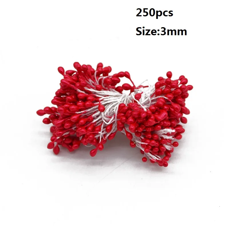 250pcs mini stamen Свадебные украшения красный искусственный цветок вишня тычинки ягоды DIY цветок венки декоративный торт подарочная коробка Свадебная вечеринка Декор - Цвет: 250pcs mini stamen