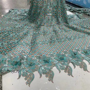

Newest African Guipure Cord Lace Fabric High Quality French Water Soluble Cord Lace Fabric With Stones For Nigerian Dress WD0319