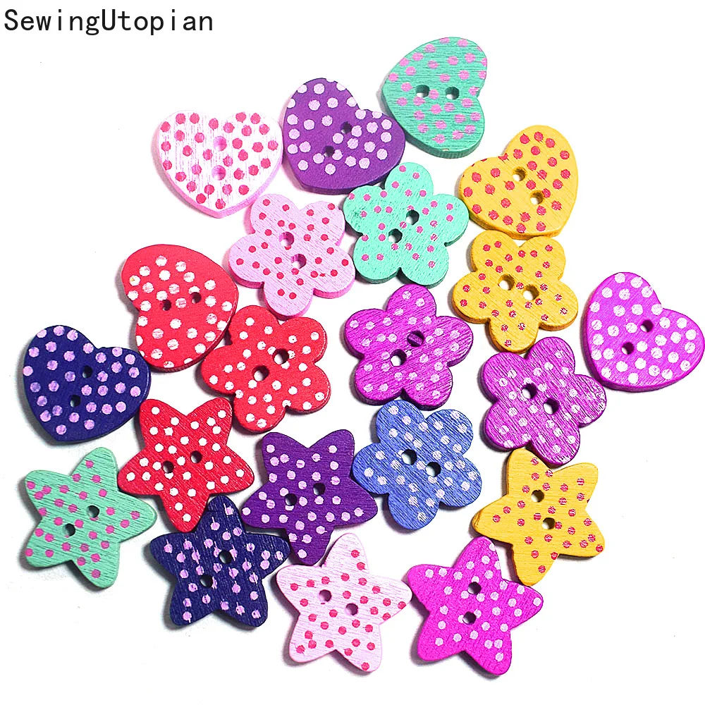 100 шт. для шитья деревянные пуговицы скрапбукинг цветы точки разные кнопка