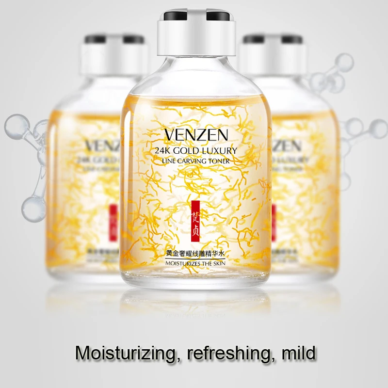 VENZEN 50 мл 24K Золотая линия резьба Роскошная эссенция увлажняющий уход за кожей с