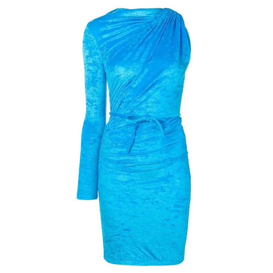 light blue velvet dress