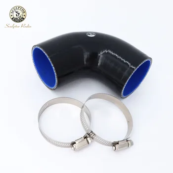 

90 degrees 51 57 63 70 76 83 89MM Silicone Hose Elbow Rubber Joiner Bend Tube for Intercooler Cold Air Intake Hose + clamp Black