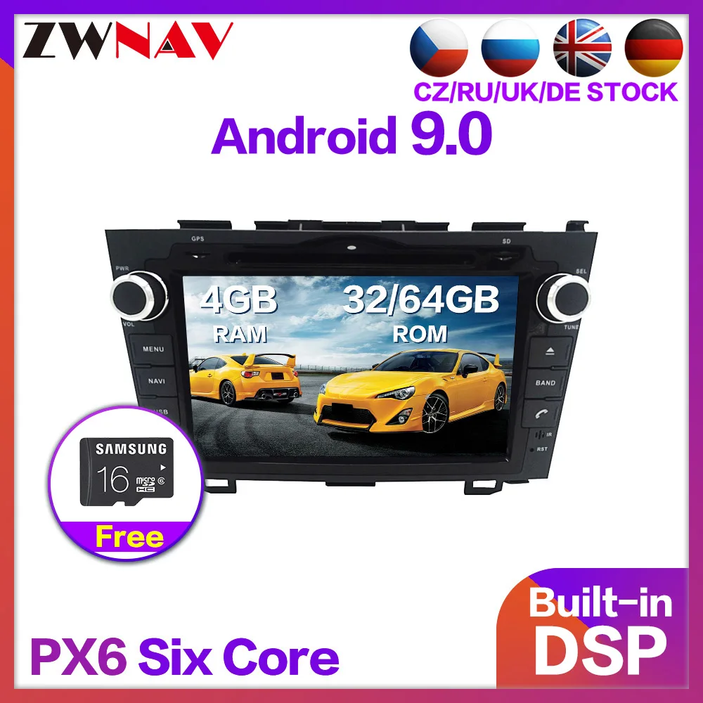 4+64 Android 9.0 Car Stereo Smart Multimedia DVD Player GPS for Honda CRV 2006-2011 Audio Video radio tape recorder BT head unit