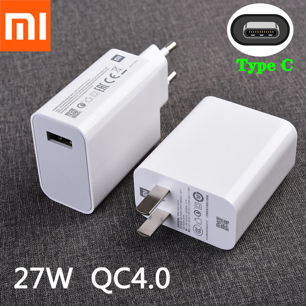 Оригинальное быстрое зарядное устройство Xiaomi 27 Вт QC 4 0 турбо адаптер USB C кабель