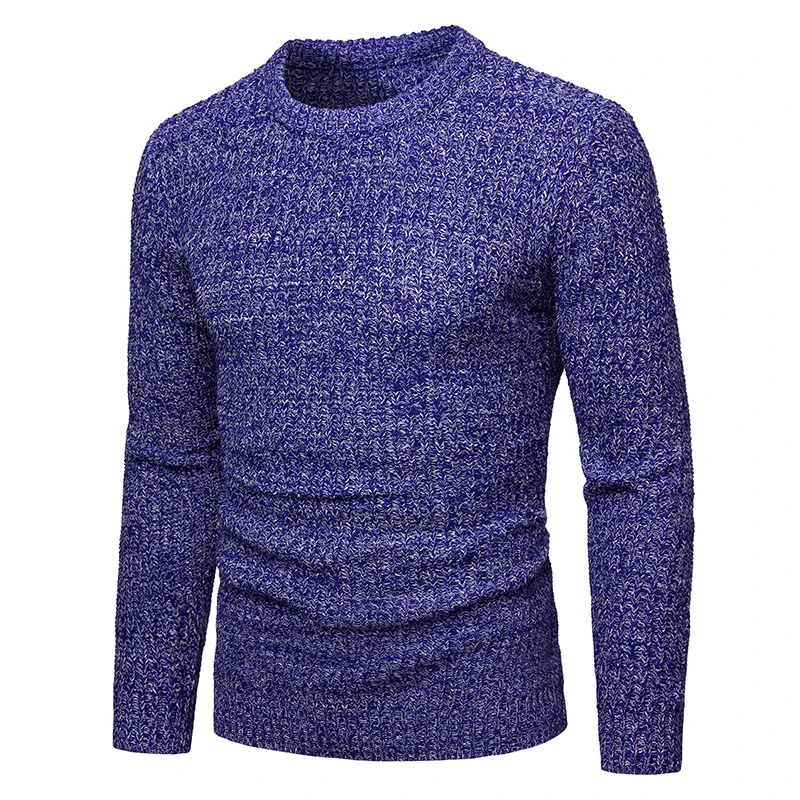 Мужской свитер, осенний теплый пуловер с воротником, Повседневный свитер, пуловер для мужчин - Цвет: Тёмно-синий