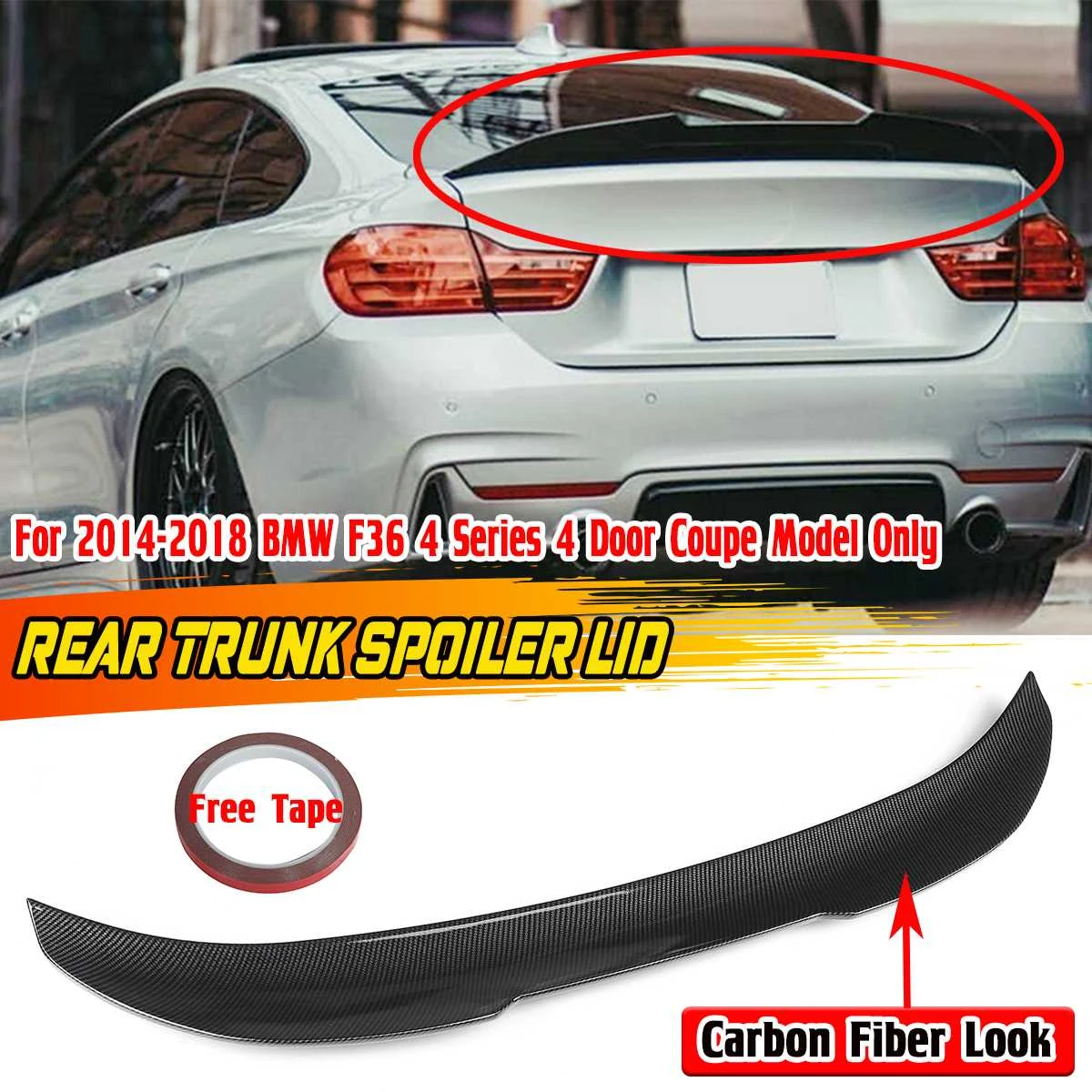 For BMW F36 Carbon Rear Spoiler PSM Style 4 Series 4 Door Gran Coupe Carbon 