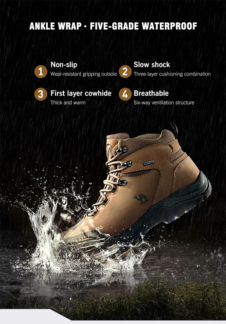 Camel Unisex High Top Hiking Boots