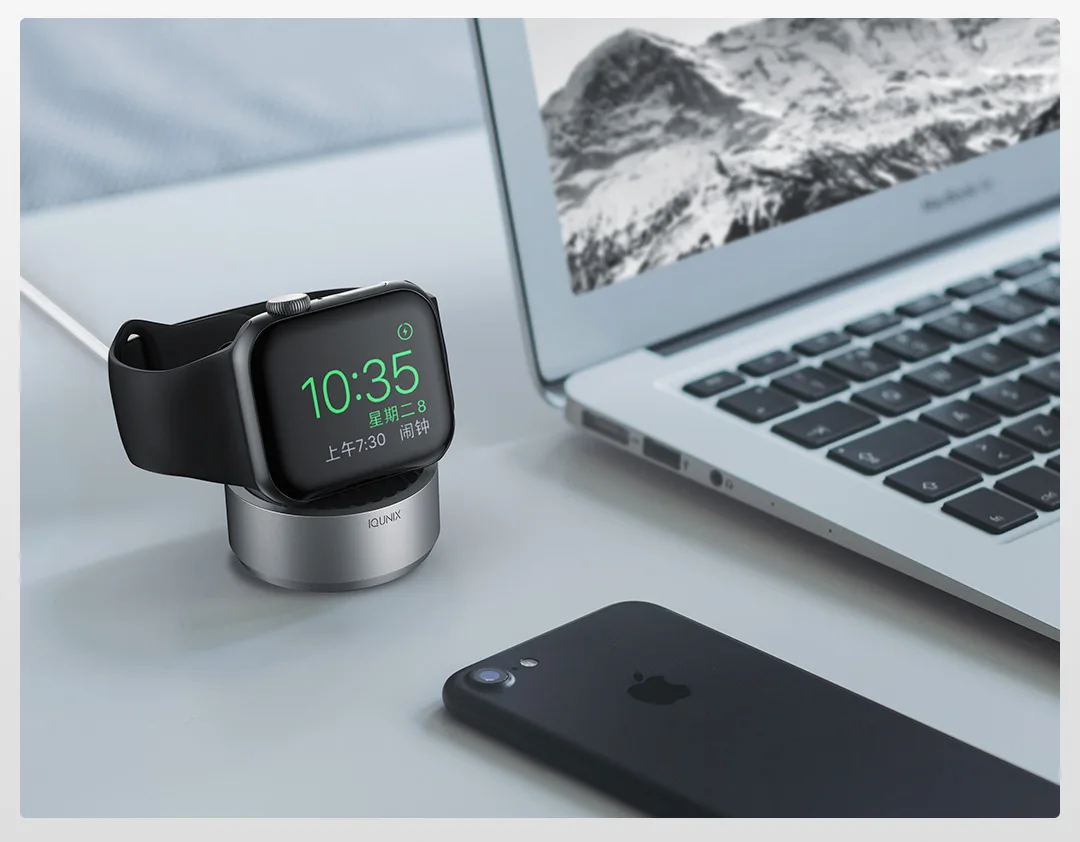 Xiaomi Mijia Youpin конфеты для Apple Watch Беспроводное зарядное устройство корпус из алюминиевого сплава вертикальное размещение нескользящий силикон