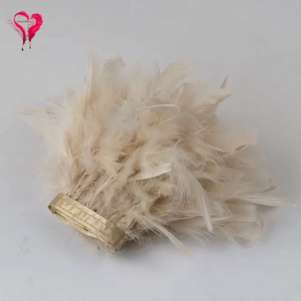 Light Brown Wisethers 1 метр Необычные пушистые окрашенные красочные индейки Chandelle перо ленточная отделка бахрома для костюмов украшения 43 цвета - Цвет: Light Brown