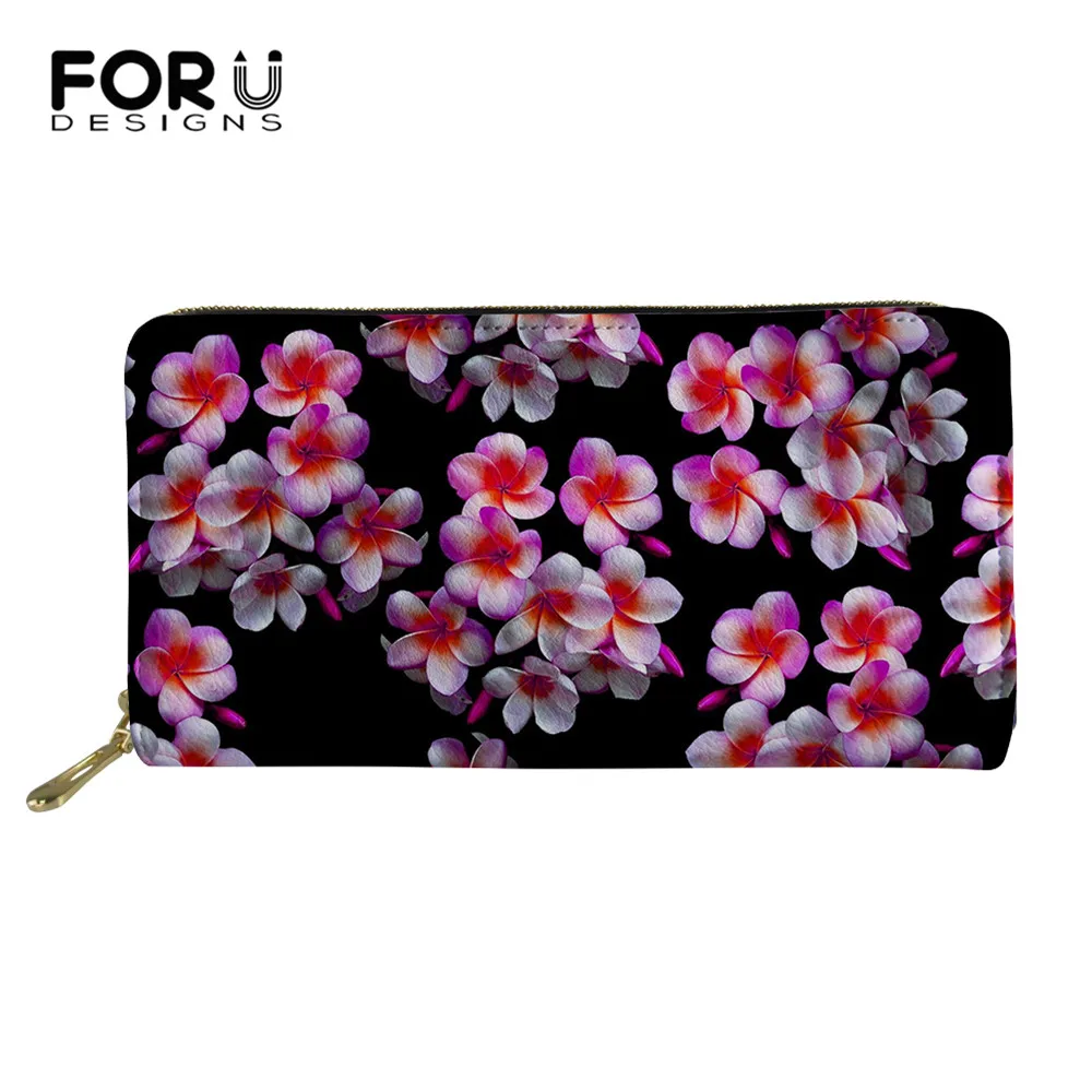 

FORUDESIGNS Brand Designer Ladies Long PU Leather Purse Hawaiian Flower Design Pretty Women Clutch Bag Female Credit Card Holder